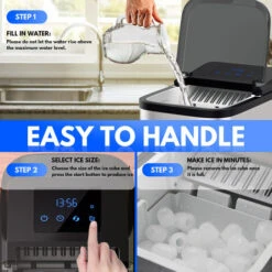 EINFEBEN Machine à Glaçons 12-15 Kg, Machine à Glaçons 3 Tailles 2,2 L, Machine à Glaçons 9 Glaçons En 6 Minutes, Machine à Glaçons Sans BPA Ou PFOA, Autonettoyante, Acier Inoxydable 150W -Krups || DeLonghi Soldes 63579495 5