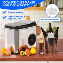 EINFEBEN Machine à Glaçons LCD 2.2L Machine à Glaçons Machine à Glaçons En Acier Inoxydable Machine à Glaçons -Krups || DeLonghi Soldes 63580899 3