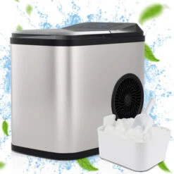 EINFEBEN Machine à Glaçons 15 Kg, Machine à Glaçons 3 Tailles 2,2 L, Machine à Glaçons 9 Glaçons En 6 Minutes, Machine à Glaçons Sans BPA Ou PFOA, Autonettoyante, Acier Inoxydable 150W