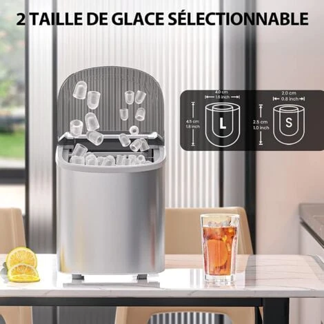 RELAX4LIFE Machine à Glaçons Autonettoyante 12 KG En 24 H, 2 Tailles De Glaçons, 9 Glaçons En 6-13 Mins Par Cycle, 2.2 L Réservoir D’Eau Pour Bureau Cuisine Bar, Rouge/Argent (Argent) 3 RELAX4LIFE Machine à Glaçons Autonettoyante 12 KG En 24 H, 2 Tailles De Glaçons, 9 Glaçons En 6-13 Mins Par Cycle, 2.2 L Réservoir D’Eau Pour Bureau Cuisine Bar, Rouge/Argent (Argent) – Image 3