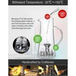 Pichet En Verre, Pichet En Verre De 1500 Ml Avec Couvercle De Filtre -Krups || DeLonghi Soldes 64197203 5