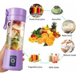 Presse-agrumes Portable Blender électrique USB Mini Blender Portable Pour Shakes Et Smoothies Mixeur De Jus De 380 Ml Avec Six Lames Idéal Pour Mélanger BF