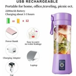 Presse-agrumes Portable Blender électrique USB Mini Blender Portable Pour Shakes Et Smoothies Mixeur De Jus De 380 Ml Avec Six Lames Idéal Pour Mélanger BF -Krups || DeLonghi Soldes 65273749 3