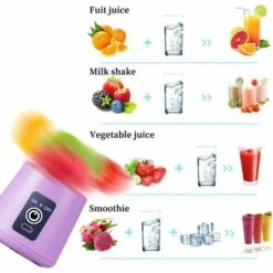 Presse-agrumes Portable Blender électrique USB Mini Blender Portable Pour Shakes Et Smoothies Mixeur De Jus De 380 Ml Avec Six Lames Idéal Pour Mélanger BF -Krups || DeLonghi Soldes 65273749 4