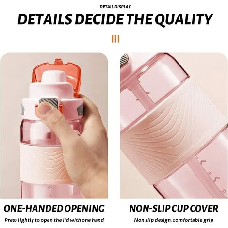 Bouteille D'eau De Sport étanche 1 Pièce, Bouteille D'eau Pour Enfants Sans BPA, Gourde De 700 Ml Avec Paille, Parfaite Pour Le Bureau De L'école De Voyage De Sport - Rose 2 Bouteille D'eau De Sport étanche 1 Pièce, Bouteille D'eau Pour Enfants Sans BPA, Gourde De 700 Ml Avec Paille, Parfaite Pour Le Bureau De L'école De Voyage De Sport - Rose – Image 2