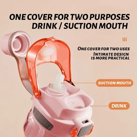 Bouteille D'eau De Sport étanche 1 Pièce, Bouteille D'eau Pour Enfants Sans BPA, Gourde De 700 Ml Avec Paille, Parfaite Pour Le Bureau De L'école De Voyage De Sport - Rose 3 Bouteille D'eau De Sport étanche 1 Pièce, Bouteille D'eau Pour Enfants Sans BPA, Gourde De 700 Ml Avec Paille, Parfaite Pour Le Bureau De L'école De Voyage De Sport - Rose – Image 3