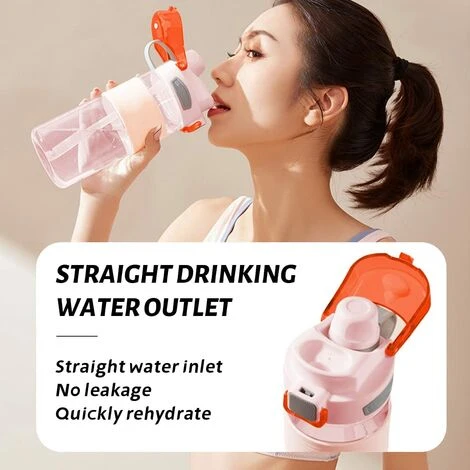 Bouteille D'eau De Sport étanche 1 Pièce, Bouteille D'eau Pour Enfants Sans BPA, Gourde De 700 Ml Avec Paille, Parfaite Pour Le Bureau De L'école De Voyage De Sport - Rose 5 Bouteille D'eau De Sport étanche 1 Pièce, Bouteille D'eau Pour Enfants Sans BPA, Gourde De 700 Ml Avec Paille, Parfaite Pour Le Bureau De L'école De Voyage De Sport - Rose – Image 5
