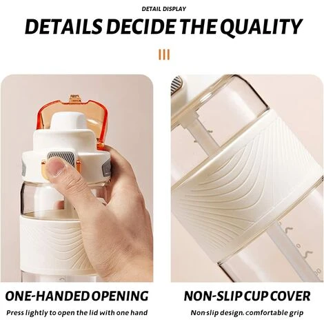 Bouteille D'eau De Sport étanche 1 Pièce, Bouteille D'eau Pour Enfants Sans BPA, Gourde De 700 Ml Avec Paille, Parfaite Pour Le Bureau De L'école De Voyage De Sport - Blanc 2 Bouteille D'eau De Sport étanche 1 Pièce, Bouteille D'eau Pour Enfants Sans BPA, Gourde De 700 Ml Avec Paille, Parfaite Pour Le Bureau De L'école De Voyage De Sport - Blanc – Image 2