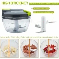 Hachoir Et Robots Manuels Multifonctions Avec Poignée Et Couvercle, Hachoir à Légumes, Presse-ail, Convient, Merveilleux Pour La Cuisine (vert) -Krups || DeLonghi Soldes 65506665 3