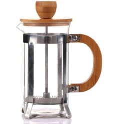 Cafetière à Piston, Cafetière à Piston 350 Ml 12 Oz 1-2 Tasses, Petite Presse à Thé En Verre Borosilicaté Avec Poignée En Bambou