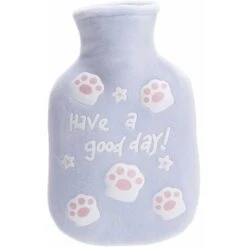 Bouillotte 350 Ml Bouillotte Chaude Peluche Dessin Animé Animal Dessin Animé Poche Chaude Chauffage Caoutchouc Sac Thermos Bleu-BDD
