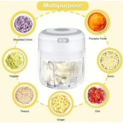 Mini Hachoir à Ail électrique, Hachoir à Nourriture, Mini Robots Culinaires, Mélangeur De Nourriture De Cuisine Portable Sans Fil Avec Chargement USB, Presse-ail Puissant Et Facile à Nettoyer (250 Ml) -Krups || DeLonghi Soldes 67451457 3