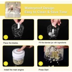 Mini Hachoir à Ail électrique, Hachoir à Nourriture, Mini Robots Culinaires, Mélangeur De Nourriture De Cuisine Portable Sans Fil Avec Chargement USB, Presse-ail Puissant Et Facile à Nettoyer (250 Ml) -Krups || DeLonghi Soldes 67451457 4