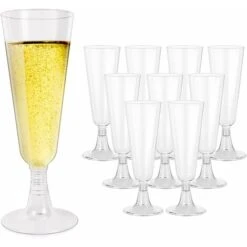 48 Pcs Jeu De Verres à Champagne, Flûtes à Vin En Plastique, Réutilisables Et Incassables, Gobelets Empilables, Parfaits Pour Les Fêtes, Mariages Et Anniversaires - 150ml