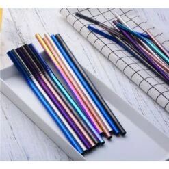 Déstockage 304 Pailles En Acier Inoxydable Réutilisables, 12 Pailles En Métal Dans Un Ensemble, Avec 2 Brosses De Nettoyage, Respectueuses De L'environnement, Non Toxiques, Lavables, Idéales Pour Smo -Krups || DeLonghi Soldes 69536185 3