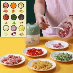 Hachoir à Viande Electrique，Mini Hachoir électrique, 250 Ml, Hachoir De Cuisine électrique Avec Chargeur USB, Hachoir à Oignons Avec 3 Lames Lefou -Krups || DeLonghi Soldes 69550763 5