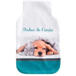 Housse Bouillotte Polaire 21x34 Cm Tout Doux Chien Chat