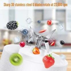 Mini Mélangeur Portatif, Taille Personnelle Mélange De Fruits électrique USB Rechargeable Presse-agrumes électriques De Mélange De Fruits Bébé Voyage 380ml,6 Lames Blender -Krups || DeLonghi Soldes 71193422 3