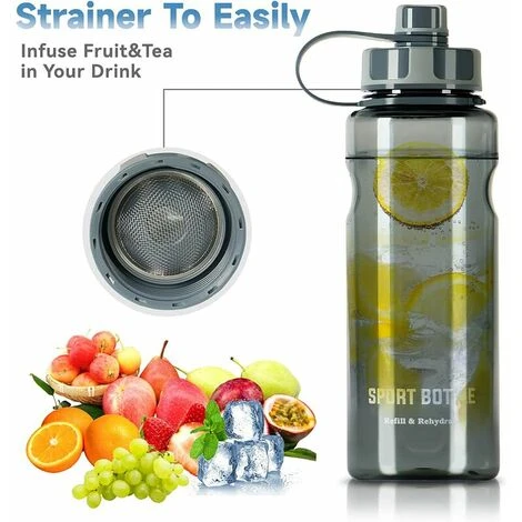 Gourde 1,5L Bouteille D'eau De Sport, Réutilisable Plastique Bouteilles Avec Filtre, Grande Taille Anti-fuites Gourde Pour La Randonnée, L'école, En Plein Air, Cyclisme 3 Gourde 1,5L Bouteille D'eau De Sport, Réutilisable Plastique Bouteilles Avec Filtre, Grande Taille Anti-fuites Gourde Pour La Randonnée, L'école, En Plein Air, Cyclisme – Image 3