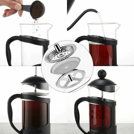 Lot De 3 Filtres De Rechange Pour Cafetière Française 10,2 Cm Maille En Acier Inoxydable Remplacement Pour Cafetière Française 1000 Ml / 963,9 G / 8 Tasses 2 Lot De 3 Filtres De Rechange Pour Cafetière Française 10,2 Cm Maille En Acier Inoxydable Remplacement Pour Cafetière Française 1000 Ml / 963,9 G / 8 Tasses – Image 2