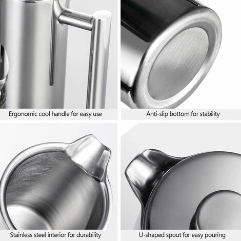 350 Ml/800 Ml/1000 Ml Cafetière Presse Française En Acier Inoxydable Double Paroi Cafetière Isolée Pot 5 350 Ml/800 Ml/1000 Ml Cafetière Presse Française En Acier Inoxydable Double Paroi Cafetière Isolée Pot – Image 5