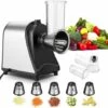 Coupe-légumes Multifonction Électrique Professionnel, Râpe Trancheuse à Salade, Découper Légumes Avec 4 Cônes En Inox Noir