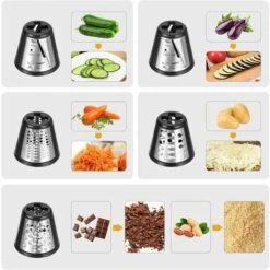 Coupe-légumes Multifonction Électrique Professionnel, Râpe Trancheuse à Salade, Découper Légumes Avec 4 Cônes En Inox Noir 7 Coupe-légumes Multifonction Électrique Professionnel, Râpe Trancheuse à Salade, Découper Légumes Avec 4 Cônes En Inox Noir -Krups || DeLonghi Soldes 81250750 3