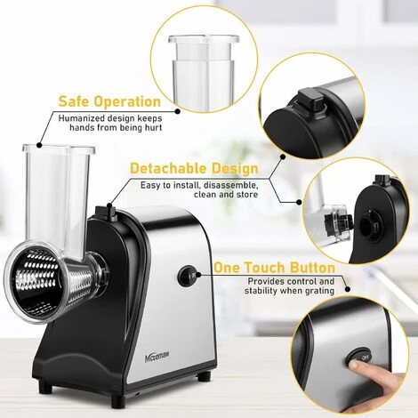 Coupe-légumes Multifonction Électrique Professionnel, Râpe Trancheuse à Salade, Découper Légumes Avec 4 Cônes En Inox Noir 4 Coupe-légumes Multifonction Électrique Professionnel, Râpe Trancheuse à Salade, Découper Légumes Avec 4 Cônes En Inox Noir – Image 4