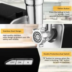 Hachoir à Viande Électrique à Double Usage, Coupe-légumes Multifonction Avec Kit De Cookie Et 3 Plaques De Broyage, 4 Cônes, 500W -Krups || DeLonghi Soldes 81371317 3