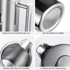 350 Ml/800 Ml/1000 Ml Cafetière à Piston En Acier Inoxydable à Double Paroi Isolée Cafetière (350 Ml) -Krups || DeLonghi Soldes 82105031 5