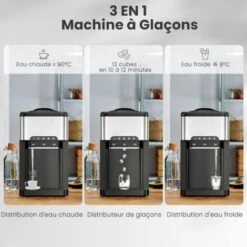 RELAX4LIFE Machine à Glaçons 18kg Par Jour, Distributeur à Eau Froide 2,5L Eau Chaude 0,8L Et Réservoir De 3L, Ecran LCD Et Fonction De Verrouillage -Krups || DeLonghi Soldes 82192701 3