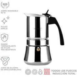 Cafetière Etnica 10 Tasses De Cafe Acier Inoxydable 18/10 Fagor