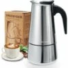 Cafetière Italienne, Cafetière Moka En INOX Cafetière à Pression 300ml Grande Contenance Compatible Avec Plaque à Induction Avec Poignée Ergonomique