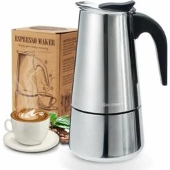 Cafetière Italienne, Cafetière Moka En INOX Cafetière à Pression 300ml Grande Contenance Compatible Avec Plaque à Induction Avec Poignée Ergonomique