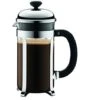 BODUM 11734-16 CAFETIÈRE À PISTON AVEC POIGNÉE ERGONOMIQUE SANTOPRÈNE 8 TASSES, ACIER CHROMÉ, MÉTAL CHROMÉ, 10,6 X 17,1 X 24,5 C
