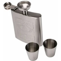 Flasque Alcool 7 Oz /198 ML Flasque Hip Flask En Acier Inoxydable Argent, Avec 2 Pcs Tasses Et 1pcs Entonnoir En Acier Inoxydable Pour Voyage, Pêche , Pour Stocker Du Whisky Ou De L'alcool -Krups || DeLonghi Soldes 88330549 3