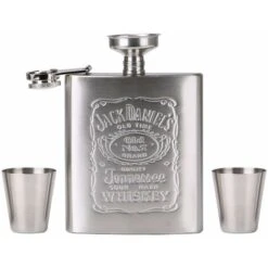 Flasque Alcool 7 Oz /198 ML Flasque Hip Flask En Acier Inoxydable Argent, Avec 2 Pcs Tasses Et 1pcs Entonnoir En Acier Inoxydable Pour Voyage, Pêche , Pour Stocker Du Whisky Ou De L'alcool -Krups || DeLonghi Soldes 88330549 4