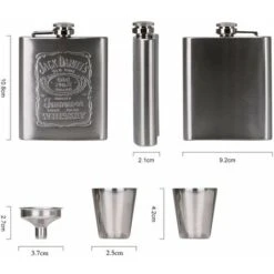 Flasque Alcool 7 Oz /198 ML Flasque Hip Flask En Acier Inoxydable Argent, Avec 2 Pcs Tasses Et 1pcs Entonnoir En Acier Inoxydable Pour Voyage, Pêche , Pour Stocker Du Whisky Ou De L'alcool -Krups || DeLonghi Soldes 88330549 5