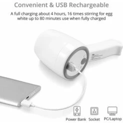 Mélangeur à Main Électrique Fouet Sans Fil à 5 Vitesses Batteur à Œufs Rechargeable USB Avec Accessoires Pour Gâteau, Pâtisserie Et Cuisine,Blanc -Krups || DeLonghi Soldes 88684270 3