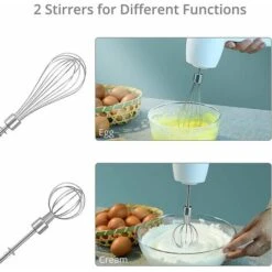 Mélangeur à Main Électrique Fouet Sans Fil à 5 Vitesses Batteur à Œufs Rechargeable USB Avec Accessoires Pour Gâteau, Pâtisserie Et Cuisine,Blanc -Krups || DeLonghi Soldes 88684270 4
