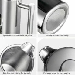 350 Ml/800 Ml/1000 Ml Cafetiere A Piston En Acier Inoxydable A Double Paroi Isolee A Double Paroi, 800Ml - 800Ml 0tyPZnFDA -Krups || DeLonghi Soldes 91096368 5