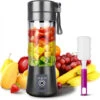 Mélangeur Portable, Coupe De Jus De Smoothie, Mini Mixeur Personnel Pour Smoothies Shakes - Six Lames En 3D, Puissant Presse-Fruits Portatif De Voyage à Domicile Rechargeable USB (Noir)