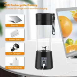 Mélangeur Portable, Coupe De Jus De Smoothie, Mini Mixeur Personnel Pour Smoothies Shakes - Six Lames En 3D, Puissant Presse-Fruits Portatif De Voyage à Domicile Rechargeable USB (Noir) -Krups || DeLonghi Soldes 91372202 4