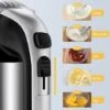 Mélangeur à Main électrique 6 En 1 Cuisine 450W Batteur Polyvalent 5 Vitesses Mélangeur à œufs Puissant Shaker à œufs Avec 4 Accessoires 1 Base De Stockage Facilement éjectée
