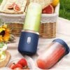 Mini Mixeur 40W Juice Blender Mini Portable Quick Blender Cup Personal Size Rechargeable USB Double Cup, Bleu