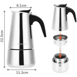 450ml Acier Inoxydable Moka Espresso Cafetière Percolateur Cuisinière 10 -Krups || DeLonghi Soldes 91686653 4