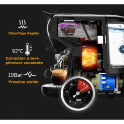 HIBREW - Machine à Café Expresso,Espresso,Cafetiere Italienne,Extraction Froide/chaude, 4 En 1 à Capsules Multiple, En Poudre, Moulu, 600ml (noir) -Krups || DeLonghi Soldes 92195962 3
