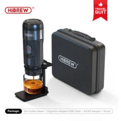 HIBREW H4A - Cafetiere Italienne Portable,machines à Café Automatiques,machine Expresso,Compatible Avec Capsules Nespresso Dolce Gusto Café Moulu,60ml,80W,camping,voiture (Premium,Noir)