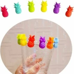 WddnAot Zasiene Marqueurs De Verre à Vin 24 Pièces Marqueurs De Verre Silicone Fruits Mélangés Marqueurs Verre Silicone En Vin Silicone Marqueur Pour Verre à Vin Pour Party Vin Boisson Accessoire -Krups || DeLonghi Soldes 92400068 3