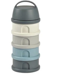 BEABA, Boîte Doseuse, 4 Compartiments, Mineral Grey / Blue